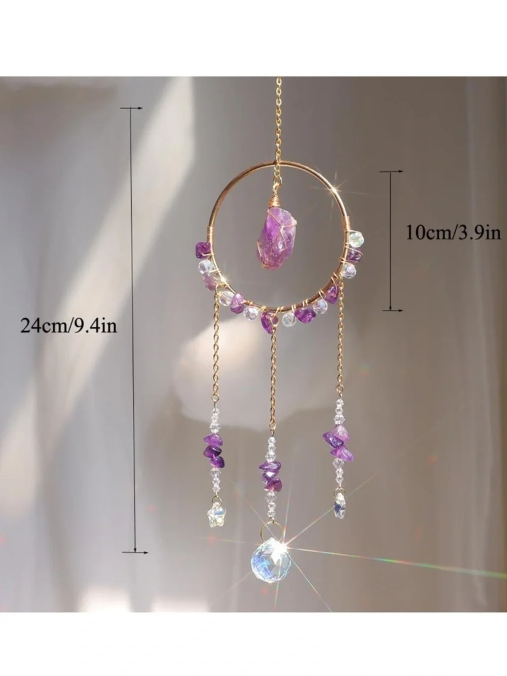 🆕New Amethyst Crystal Sun-catcher Healing & Home Decor - Picture 2 of 5